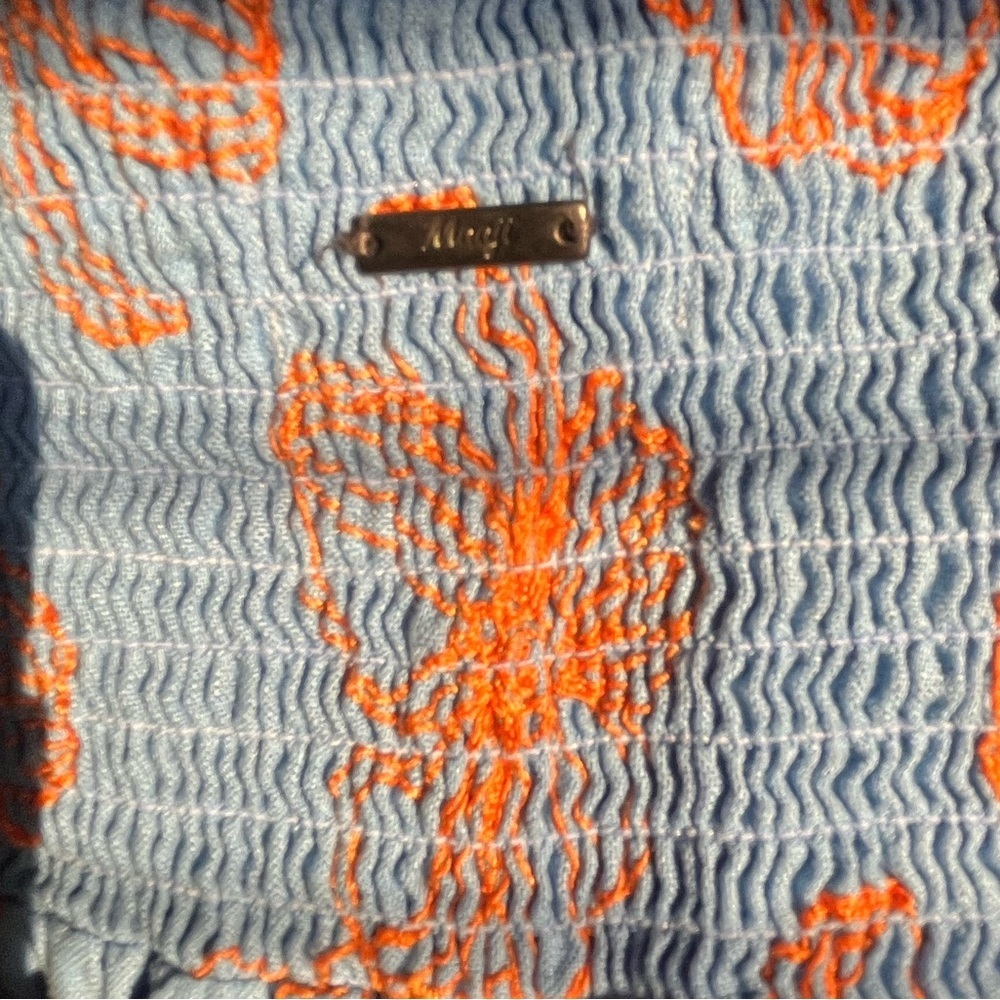 Maaji Poppy Floral Emily Mini Dress Blue Orange Linen Boho Coastal Large L - Picture 9 of 11